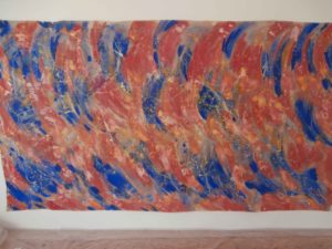 Mur marques rouges et bleues